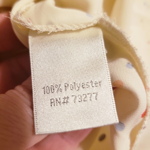 Lauren Conrad Multicolor Polka Dot Cream Top Flutter Sleeve Women's XS Cute EUC - Picture 9 of 10